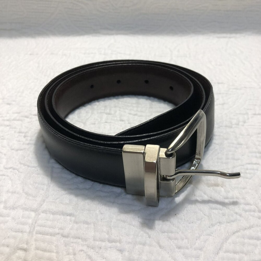 Belt Italian Leather With Silver Buckle Made In Italy Mens